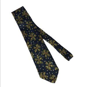 Structure Mens 100% silk neck tie floral blue green white